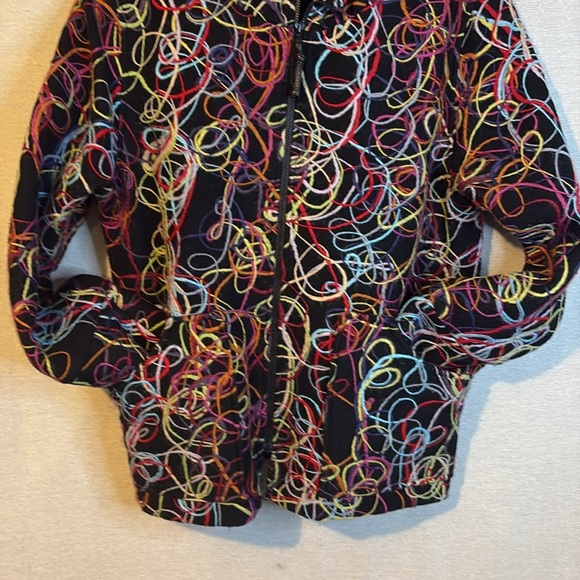 Caroline Rose Sz Med Colorful Art-to-Wear Wool Zip Jacket Yarn Embroidered Lined - Picture 2 of 8